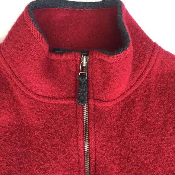 Woolrich Sweater Women Small Full Zip Wool Ruby Red Pocket Cardigan Vintage Mock - Picture 4 of 8